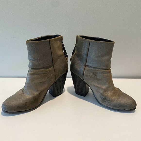 Rag & Bone Newbury Brown Waxed Leather Boots 8 - Picture 4 of 10
